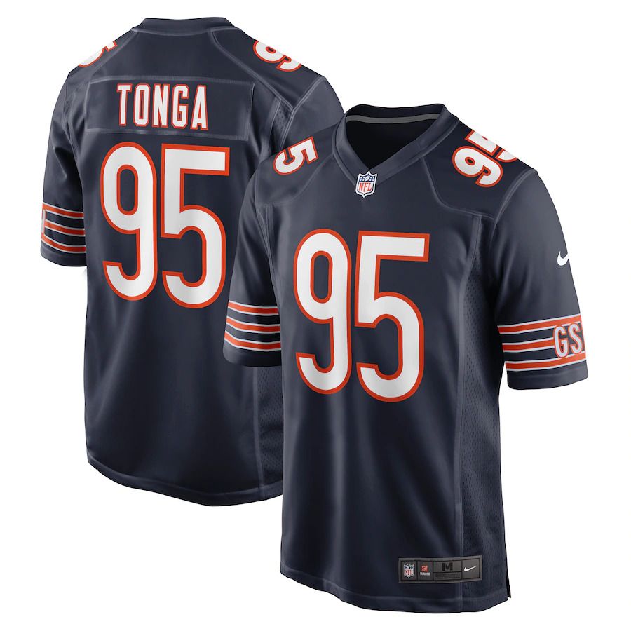 Men Chicago Bears 95 Khyiris Tonga Nike Navy Game NFL Jersey